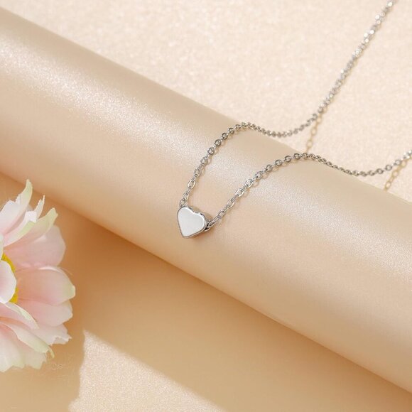 Dainty Gold Heart Necklace for Women - 14K Gold/Silver Plated Cute Heart Handmad - Picture 7 of 7